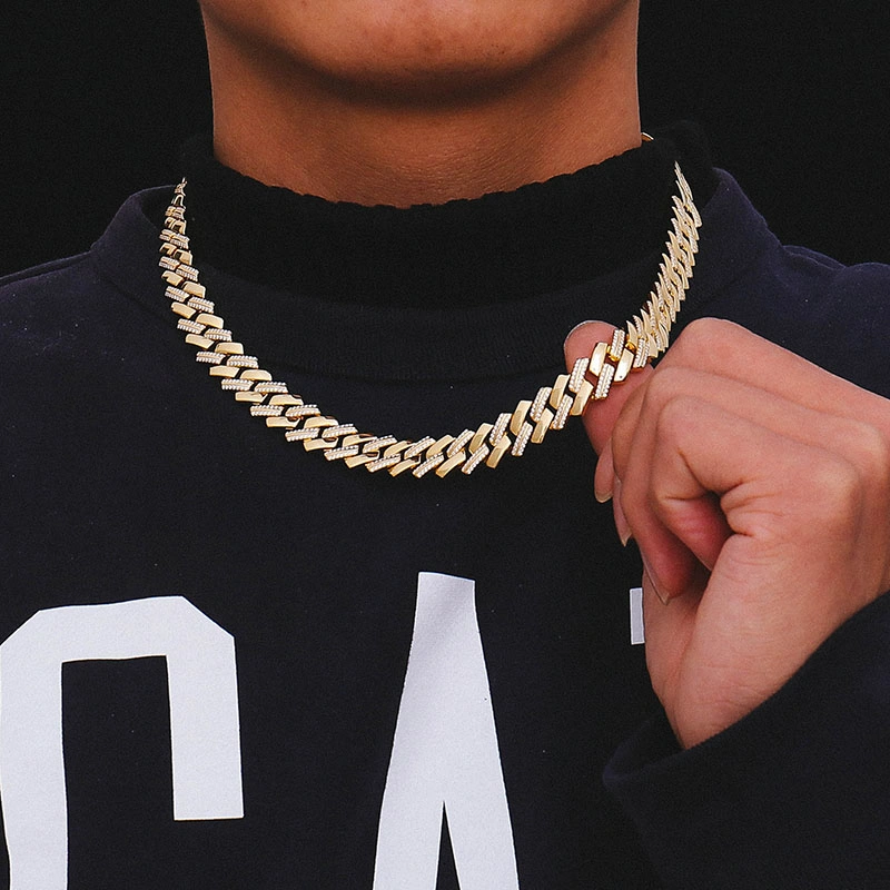 Fine Jewelry Yellow Gold Plated Cuban Chain Hip Hop Jewelry Moissanite Cuban Link Chain High Quality Silver Men Cuban Link Chain