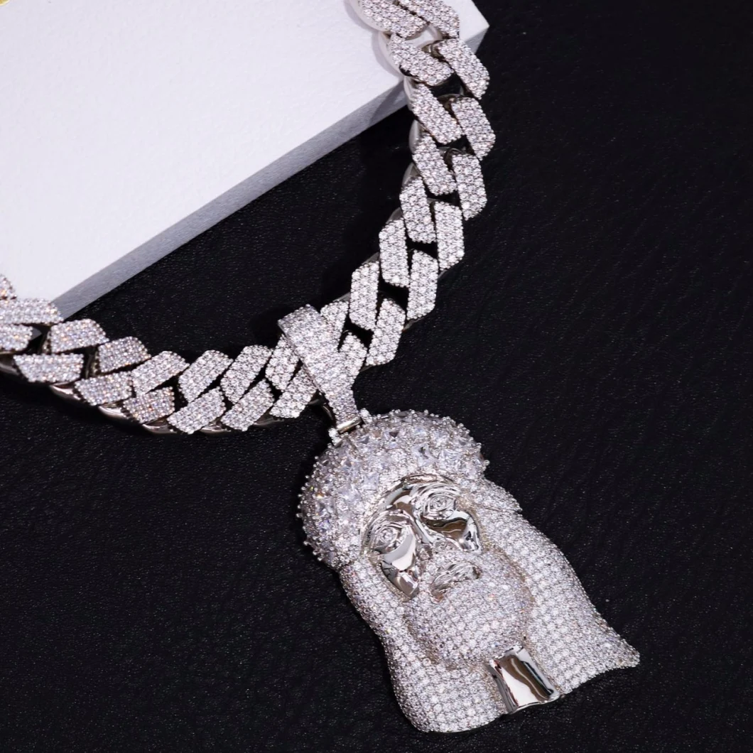 Oversize Jesus Customized Hip Hop 925 Sterling Silver Iced Pendant with Moissanite Diamond