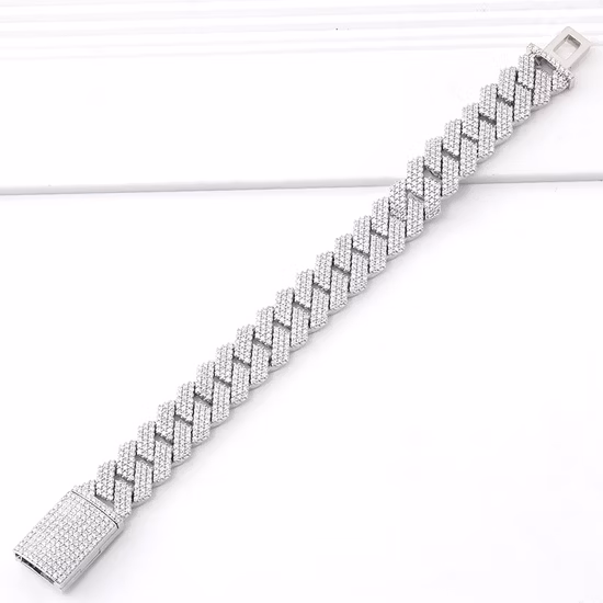 Us Hottest Hiphop Jewelry Iced out 6mm Moissanite Diamond Cuban Link Bracelet One Row Paved for Women and Mens