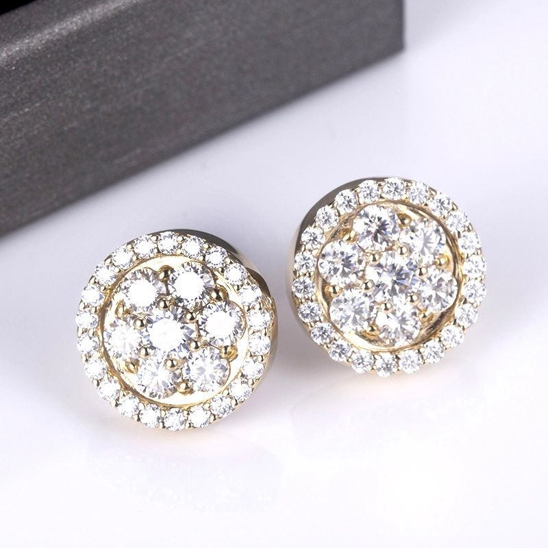 Messi Gems Snow Flower Lady Gift 10K Gold Moissanite Stud Earrings