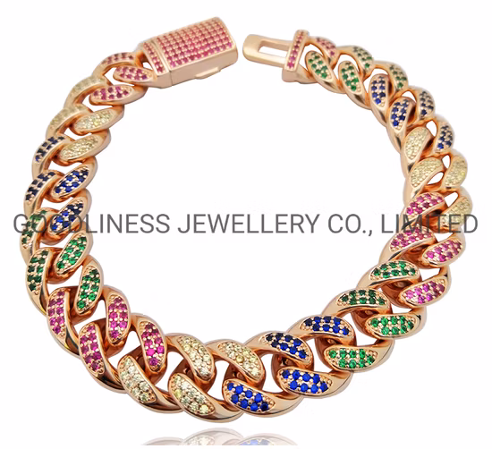 Iced out Miami 12mm Cuban Chain Bracelets Men Rapper Hip Hop Jewelry