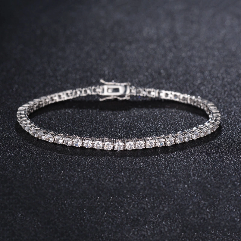 Fine Jewelry Iced out 3mm 5mm 925 Sterling Silver Moissanite Tennis Diamond Bracelet Chain for Women Men