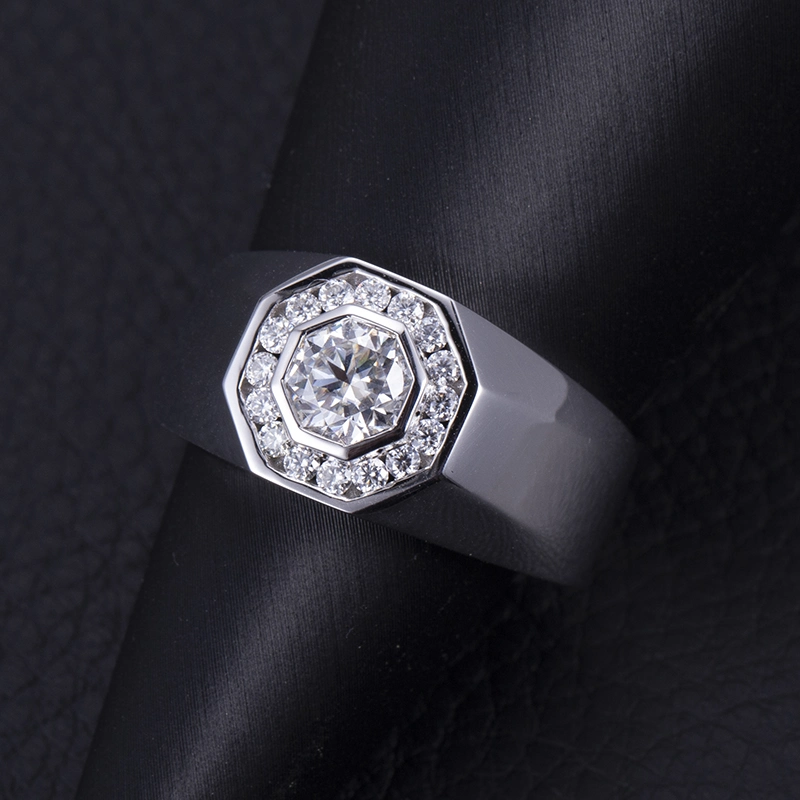 Custom Jewelry 10K Gold Men Ring Hexagon Cut Moissanite Diamond Ring