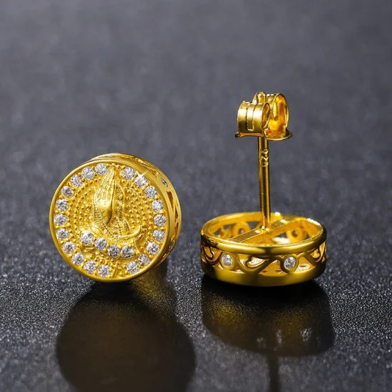 OEM ODM Fine Jewelry Hip Hop Men Luxury Gold Plated 925 Sterling Silver Vvs Moissanite Diamond Stud Boucles d'oreilles