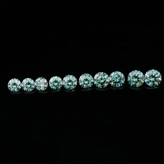 Cyan Bleu Moissanite Lâche Moissanite Lâche Pierre Précieuse Pierre Lâche Fabrication de Bijoux Pierre Ronde Moissanite Lâche Couleur Moissanite Bleu Vert