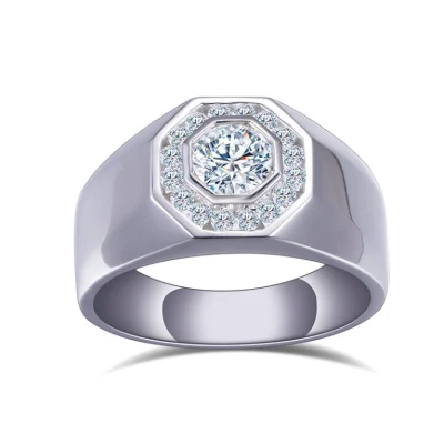 Bijoux personnalisés 10K Gold Men Ring Hexagon Cut Moissanite Diamond Ring