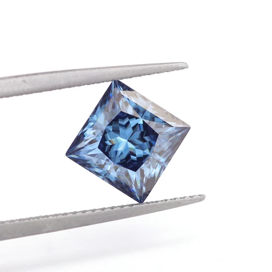 Princess Cut Blue Moissanite Loose Stone Factory Wholesale avec certificat pour le marquage de bijoux