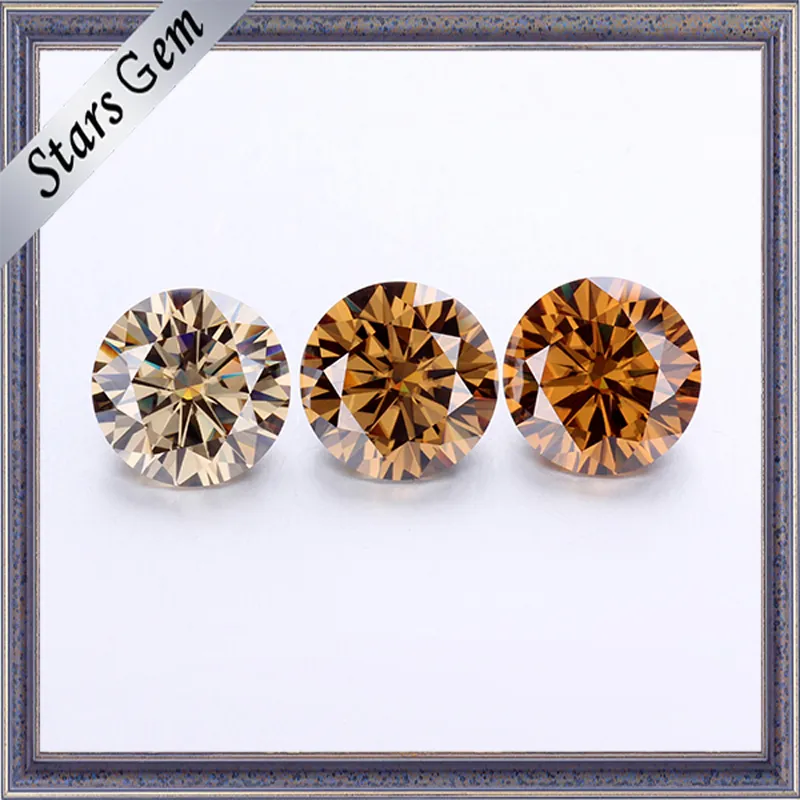 Pierre de Moissanite colorée de 1 carat de couleur Champagne