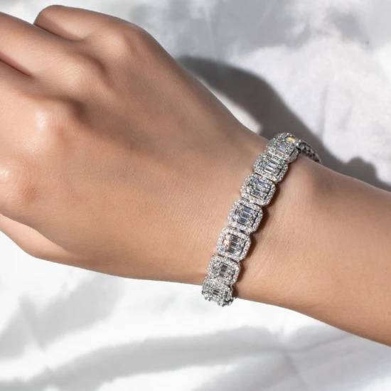 Bracelet de tennis en argent sterling 925 avec moissanite de 9 mm Chaîne de tennis en moissanite de luxe