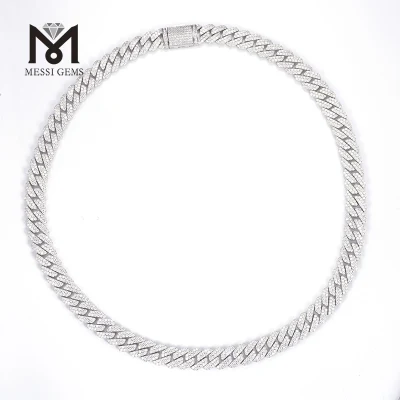 Ms-511 10mm 12mm Largeur 18 pouces 20 pouces 22 pouces 24 pouces Longueur 925 Sterling Silver Moissanite Diamonds Hip Hop Cuban Chain Link