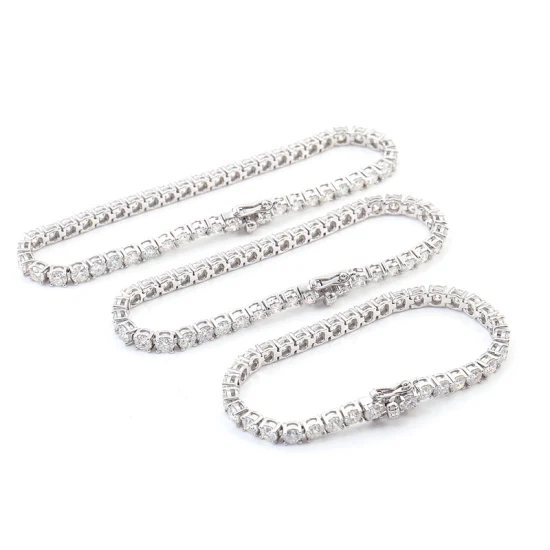 Vente chaude 5mm Glacé Tennis Bracelet 925 Chaîne De Tennis En Argent Sterling 6 7 8 9 Pouces Moissanite Réglage Hiphop Chaîne De Tennis