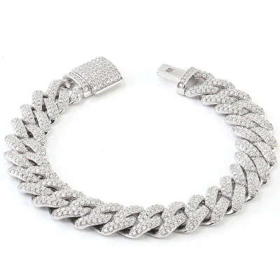 Véritable S925 Sterling Silver D Vvs Moissanite Iced out Chaîne à maillons cubains 6 7 8 9 pouces 16 18 pouces 20 22 24 26 pouces Collier Bracelet