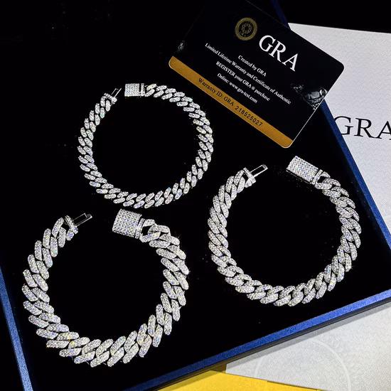 Pièce de bijoux très populaire Bracelet cubain Miami Bracelet diamant Moissanite glacé avec prix de gros