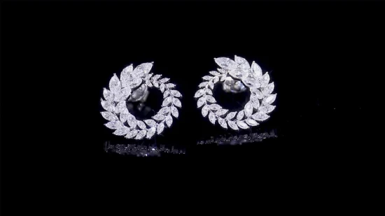 Grande conception unique Marquise Moissanite diamant 14K boucles d'oreilles en or blanc massif 2021 pour mariage