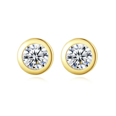 Boucle d'oreille de mode Moissanite ronde à goujon d'oreille brillant personnalisé