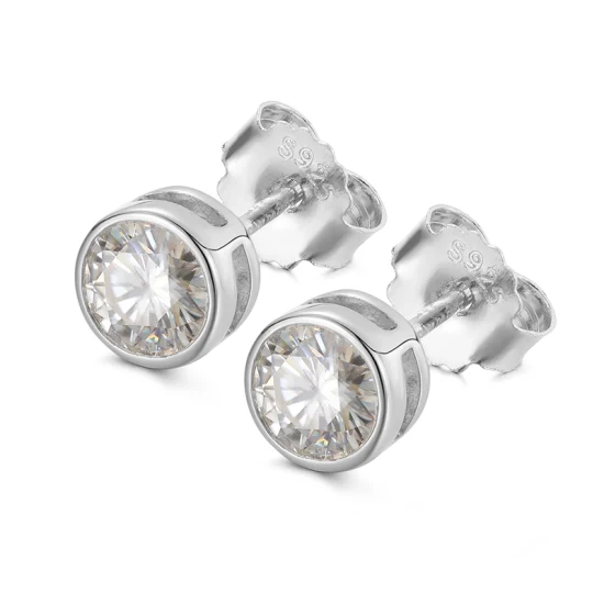 Bijoux en gros forme de cercle S925 plaqué or Vvs D couleur Moissanite diamant boucles d'oreilles avec certificat Gra