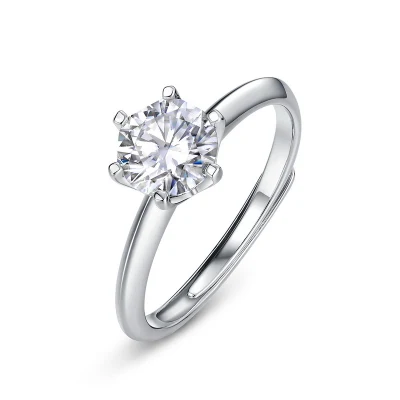 Luxe 925 Sterling Silver 1 Carat Moissanite Fiançailles Mariage Femmes Bague Bijoux